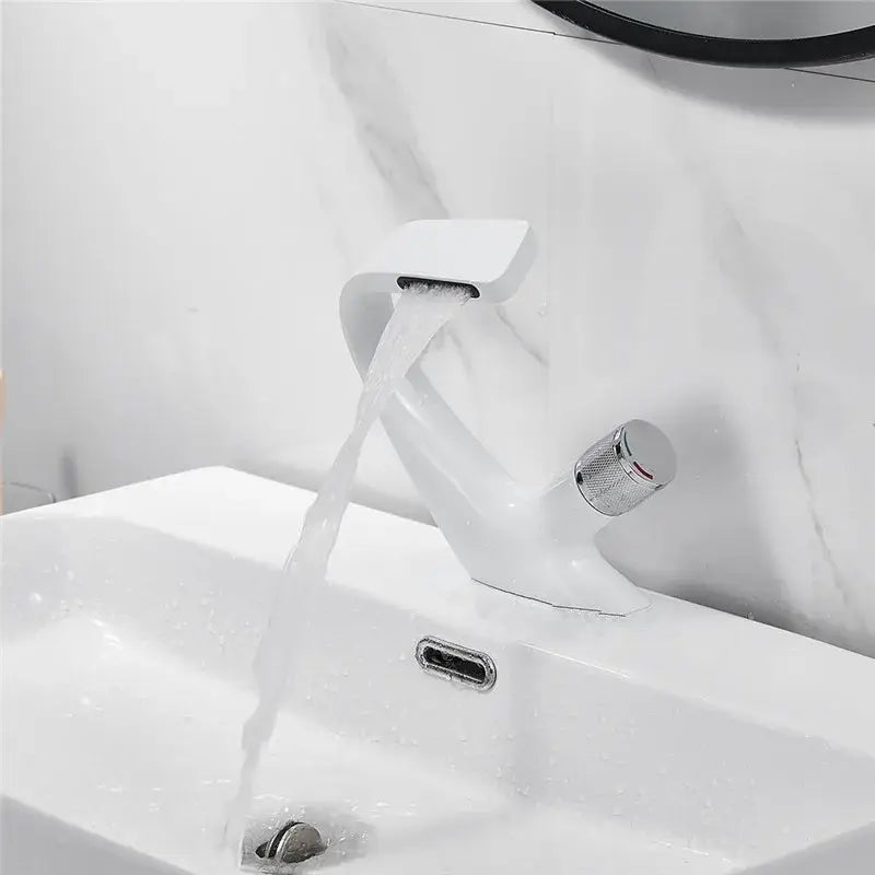 Modern matte black waterfall basin faucet bathroom sink tap