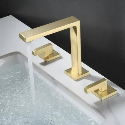 Modern matte black waterfall basin faucet bathroom three handle square