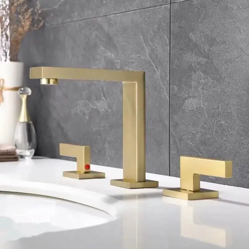Modern matte black waterfall basin faucet bathroom three handle square