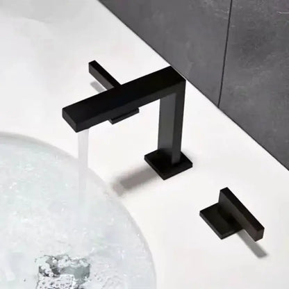 Modern matte black waterfall basin faucet bathroom three handle square