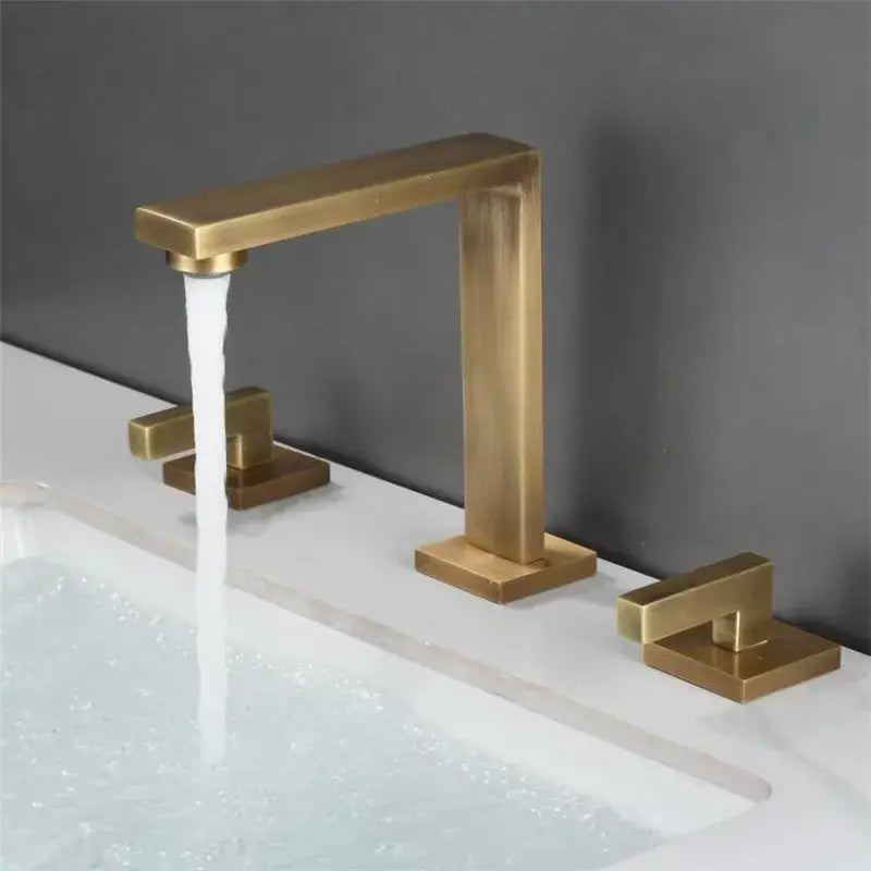 Modern matte black waterfall basin faucet bathroom three handle square