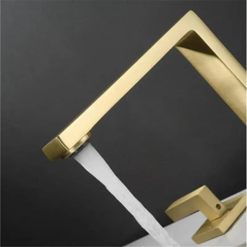 Modern matte black waterfall basin faucet bathroom three handle square