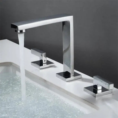 Modern matte black waterfall basin faucet bathroom three handle square