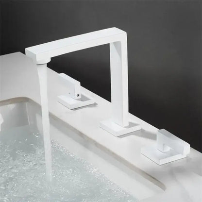 Modern matte black waterfall basin faucet bathroom three handle square