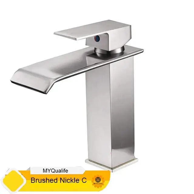 Modern matte black waterfall basin faucet mixer tap bathroom vessel sink
