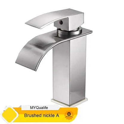 Modern matte black waterfall basin faucet mixer tap bathroom vessel sink
