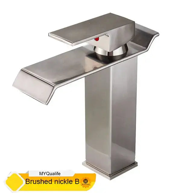 Modern matte black waterfall basin faucet mixer tap bathroom vessel sink
