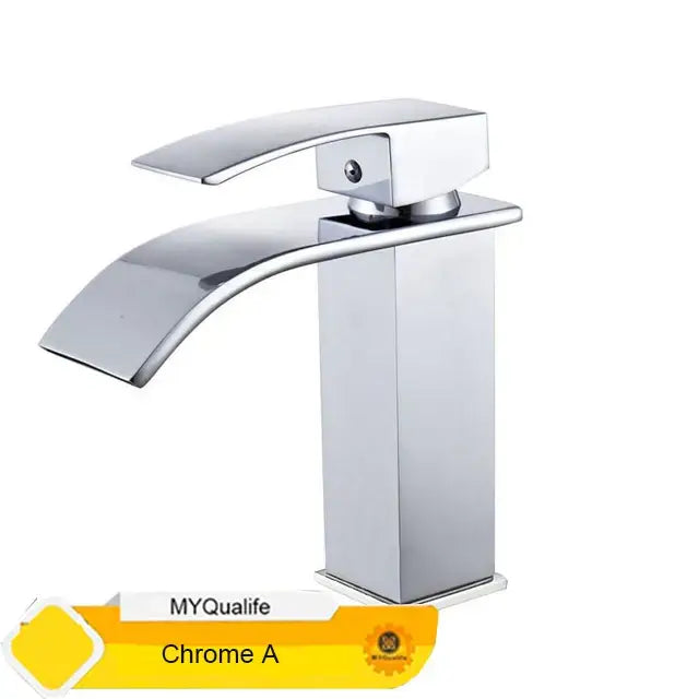 Modern matte black waterfall basin faucet mixer tap bathroom vessel sink