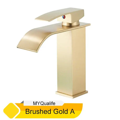 Modern matte black waterfall basin faucet mixer tap bathroom vessel sink