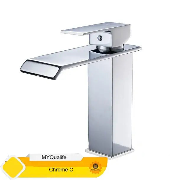 Modern matte black waterfall basin faucet mixer tap bathroom vessel sink