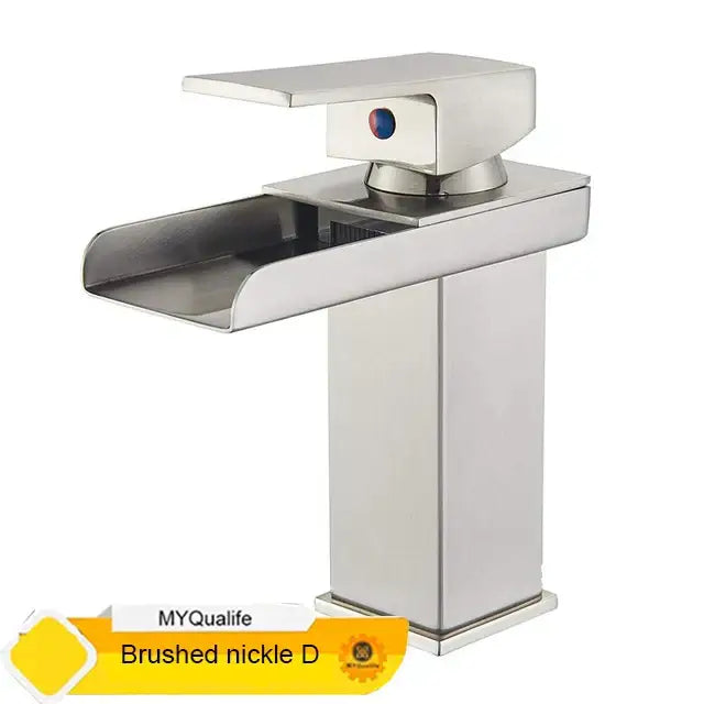 Modern matte black waterfall basin faucet mixer tap bathroom vessel sink