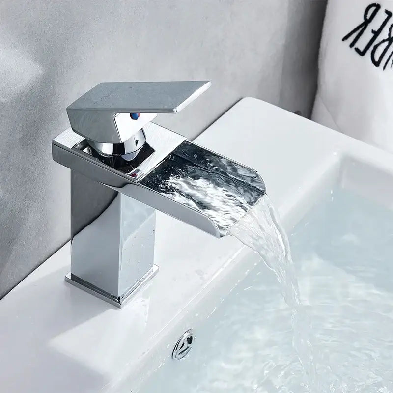 Modern matte black waterfall basin faucet mixer tap bathroom vessel sink