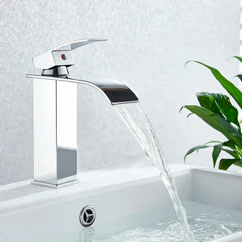 Modern matte black waterfall basin faucet mixer tap bathroom vessel sink