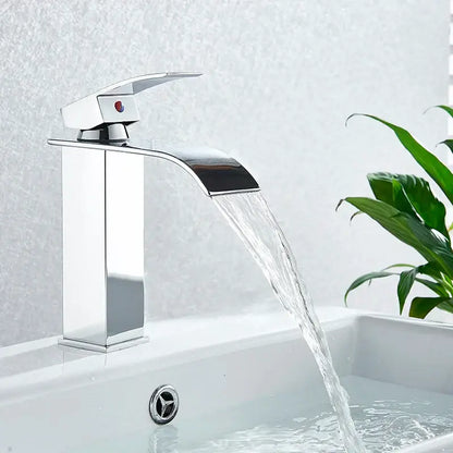 Modern matte black waterfall basin faucet mixer tap bathroom vessel sink