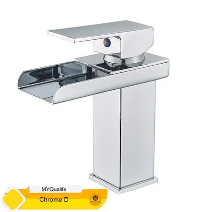 Modern matte black waterfall basin faucet mixer tap bathroom vessel sink