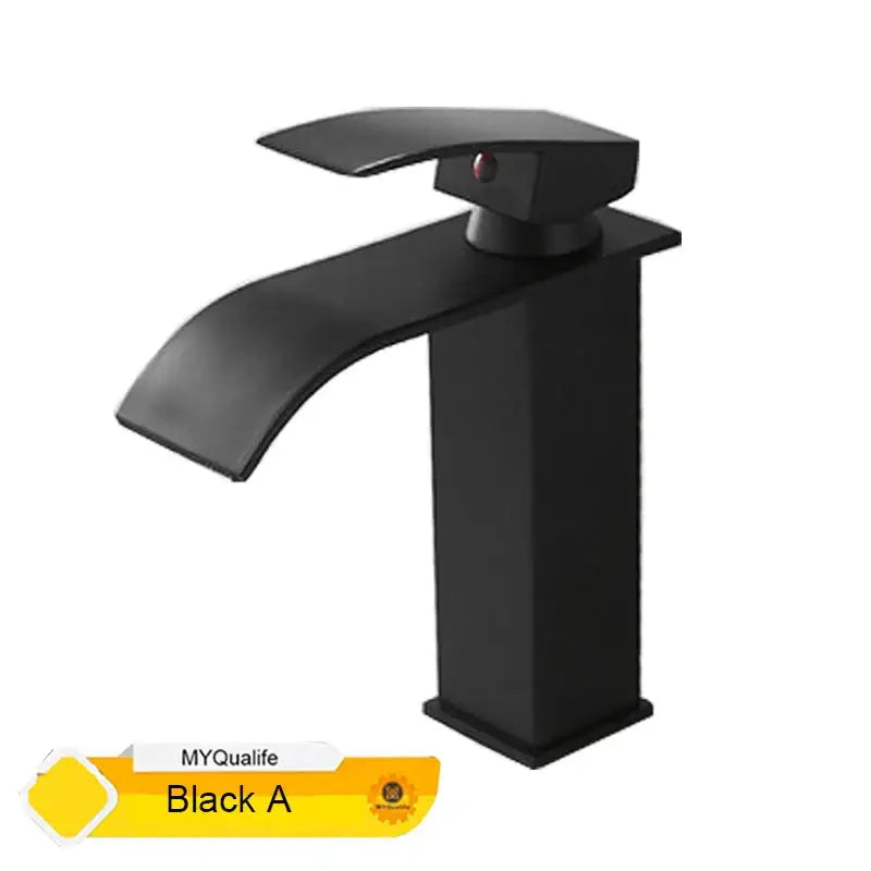 Modern matte black waterfall basin faucet mixer tap bathroom vessel sink
