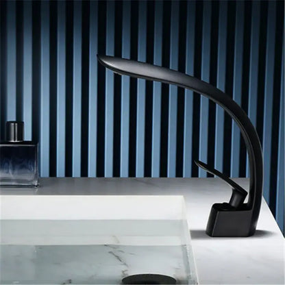 Modern matte black waterfall basin faucet single handle mixer bathroom