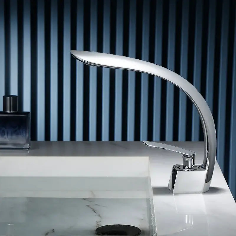 Modern matte black waterfall basin faucet single handle mixer bathroom