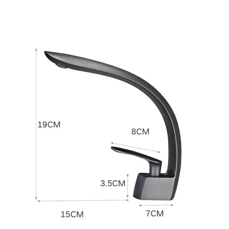 Modern matte black waterfall basin faucet single handle mixer bathroom