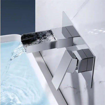 Modern matte black waterfall basin mixer tap bathroom wall mounted