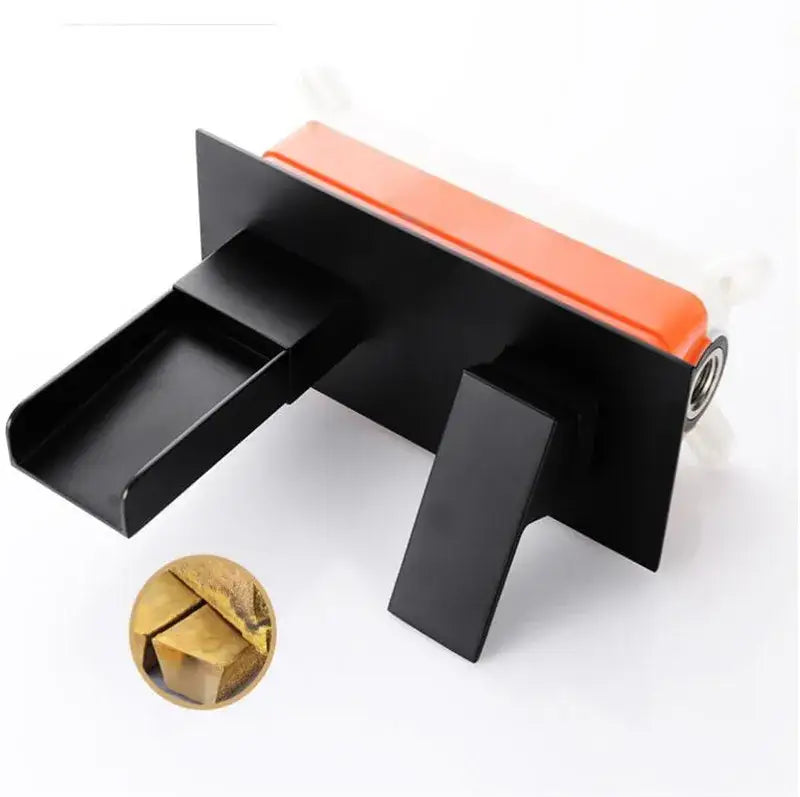 Modern matte black waterfall basin mixer tap bathroom wall mounted