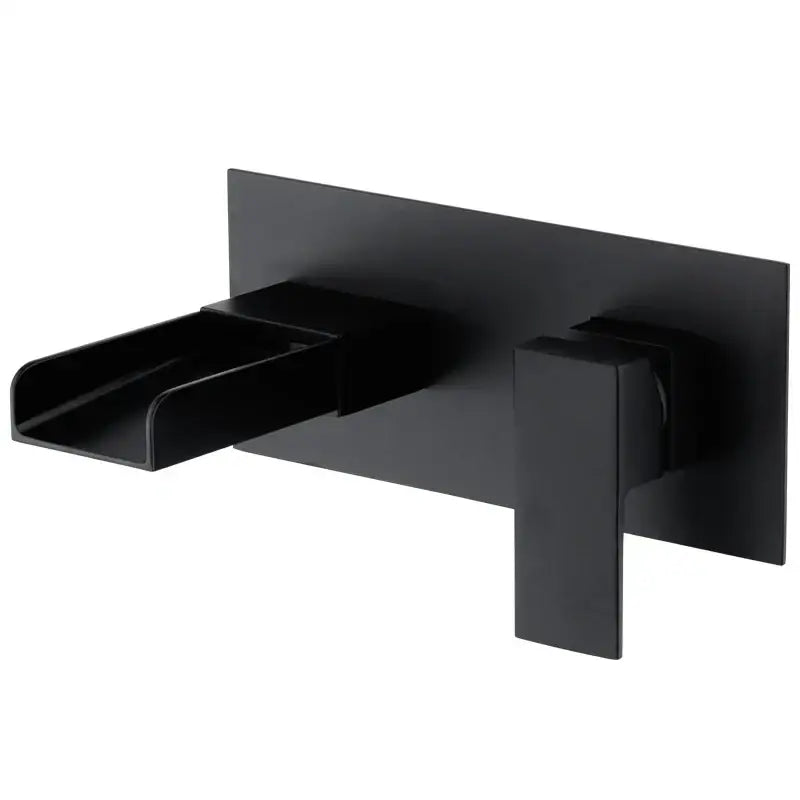 Modern matte black waterfall basin mixer tap bathroom wall mounted