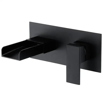 Modern matte black waterfall basin mixer tap bathroom wall mounted