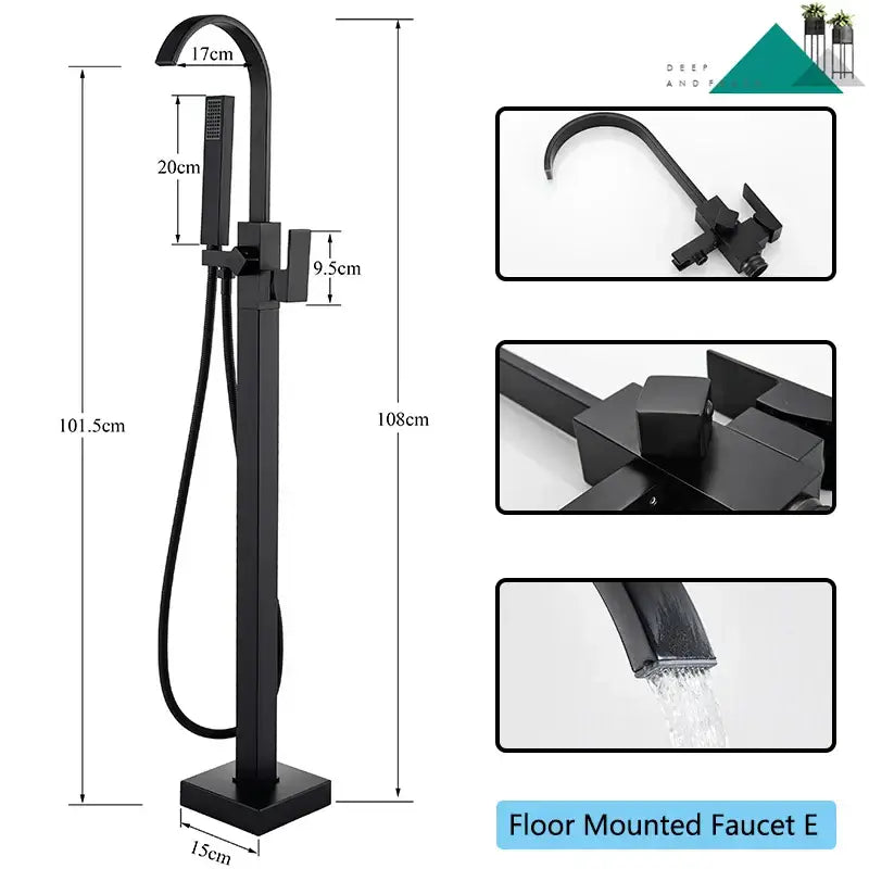 Modern matte black waterfall bathtub faucet with handheld shower bathroom