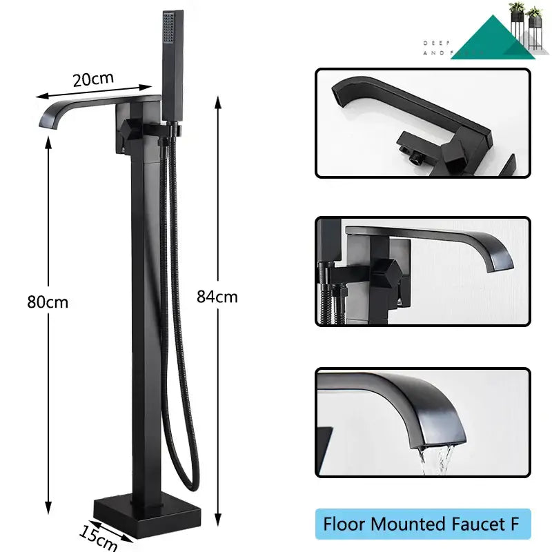 Modern matte black waterfall bathtub faucet with handheld shower bathroom