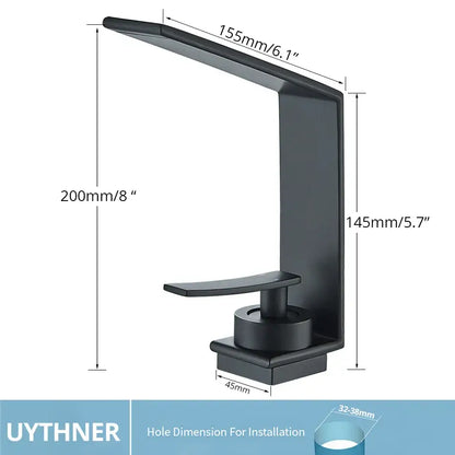Modern matte black waterfall basin faucet bathroom mixer