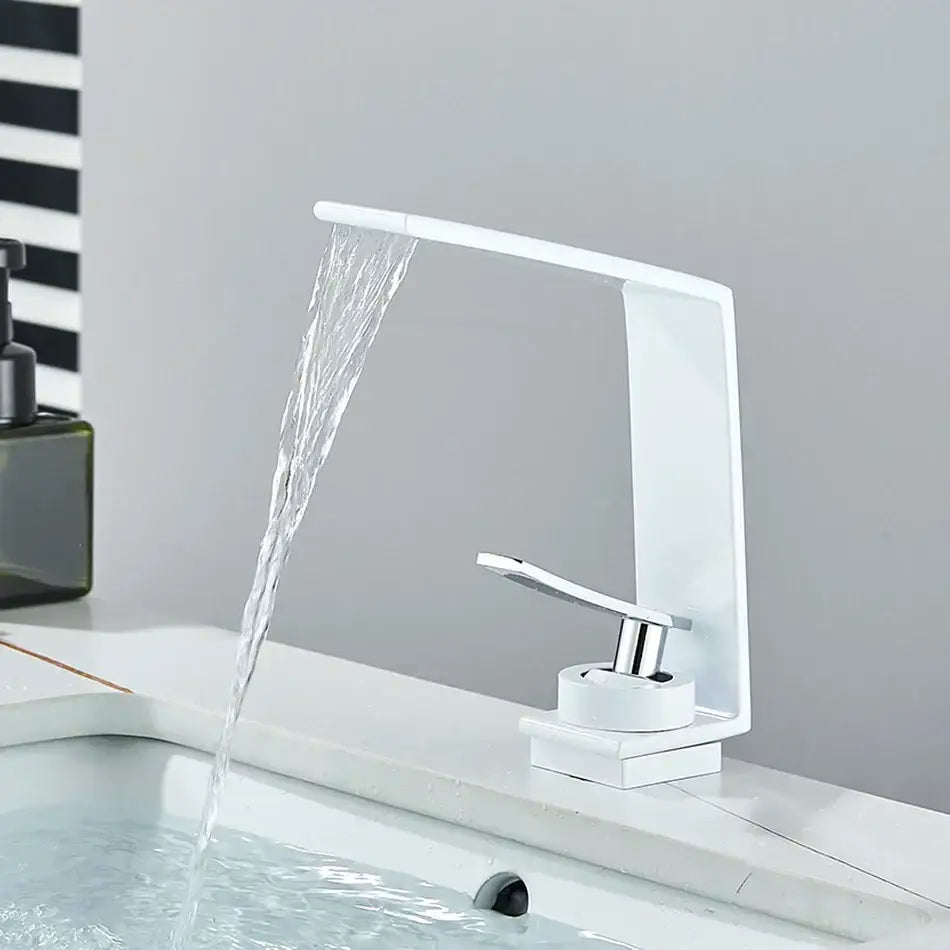 Modern matte black waterfall basin faucet bathroom mixer