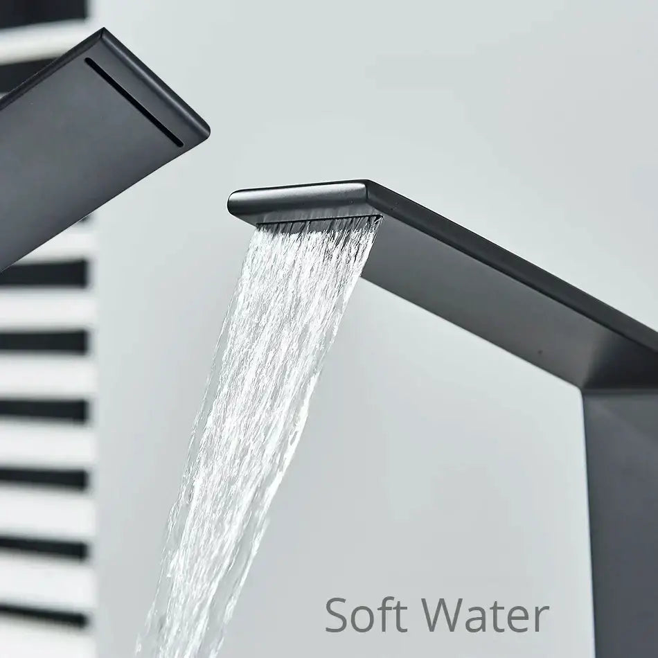 Modern matte black waterfall basin faucet bathroom mixer