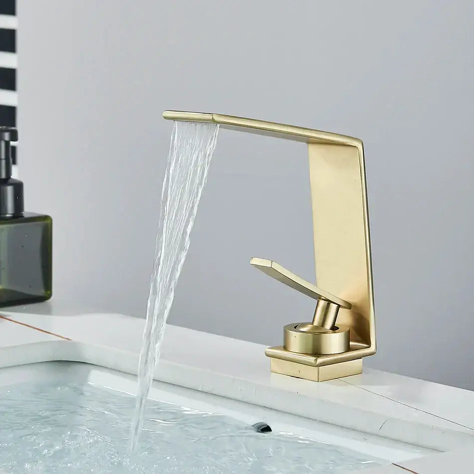 Modern matte black waterfall basin faucet bathroom mixer