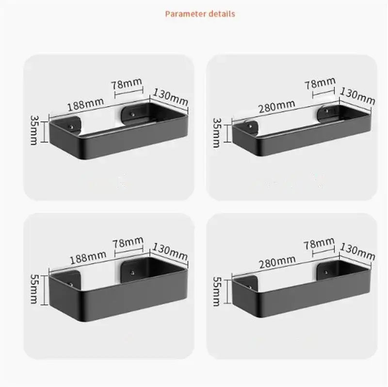 Modern matte black & white aluminum bathroom corner shelf storage