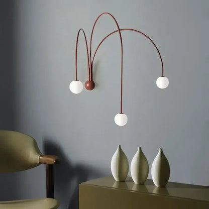 Modern matte copper glass ball wall lamp for living room