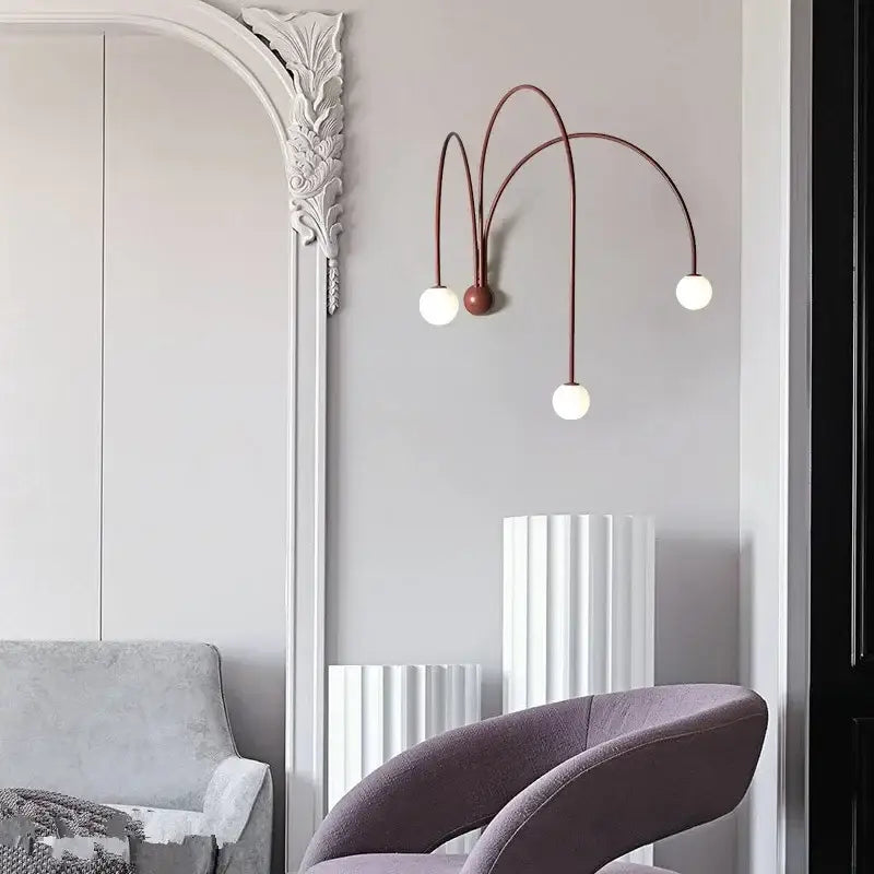 Modern matte copper glass ball wall lamp for living room