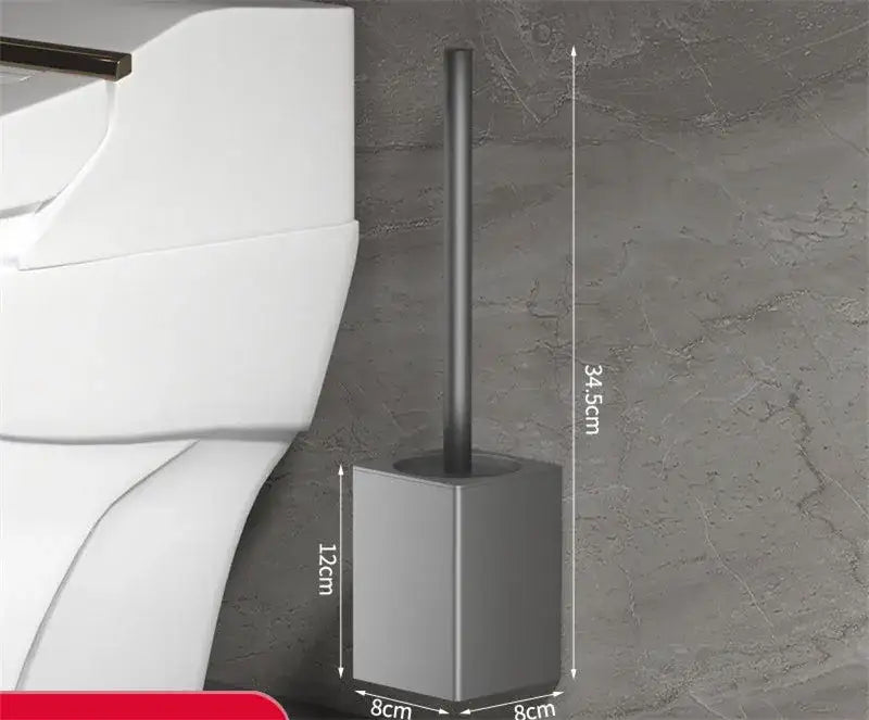 Modern matte gray and black metal toilet brush holder set bathroom