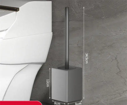 Modern matte gray and black metal toilet brush holder set bathroom