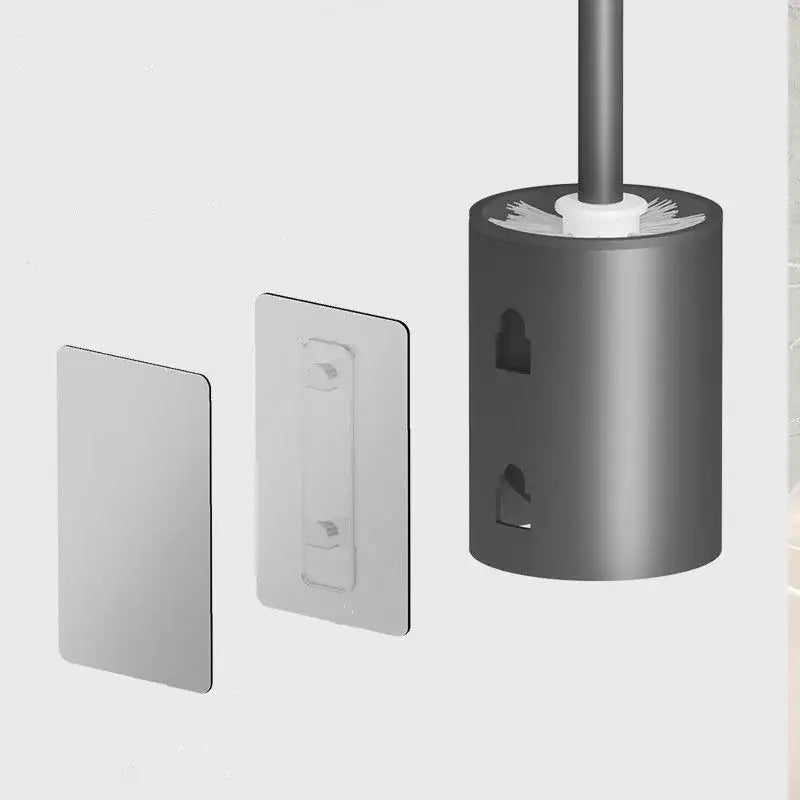 Modern matte gray and black metal toilet brush holder set bathroom