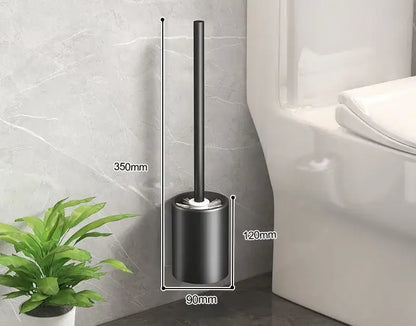 Modern matte gray and black metal toilet brush holder set bathroom
