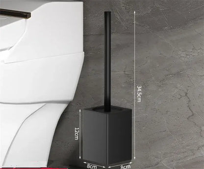Modern matte gray and black metal toilet brush holder set bathroom