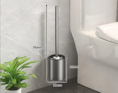 Modern matte gray and black metal toilet brush holder set bathroom