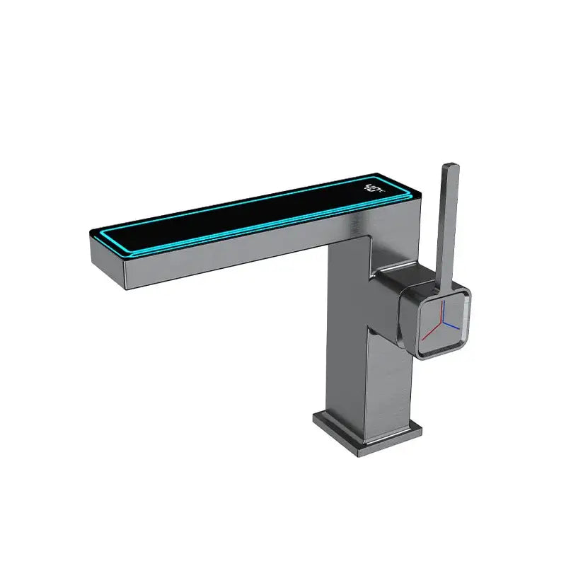 Modern matte gray digital display square sink mixer kitchen faucet
