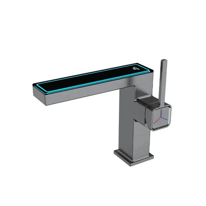 Modern matte gray digital display square sink mixer kitchen faucet