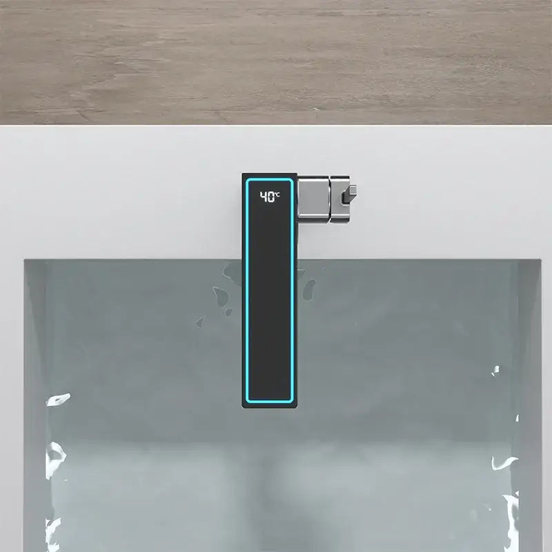 Modern matte gray digital display square sink mixer kitchen faucet