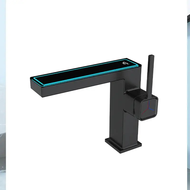 Modern matte gray digital display square sink mixer kitchen faucet