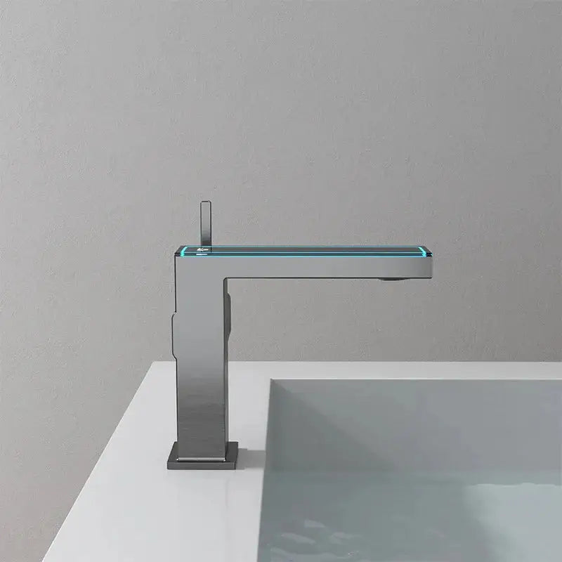 Modern matte gray digital display square sink mixer kitchen faucet