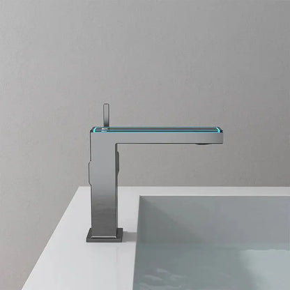 Modern matte gray digital display square sink mixer kitchen faucet
