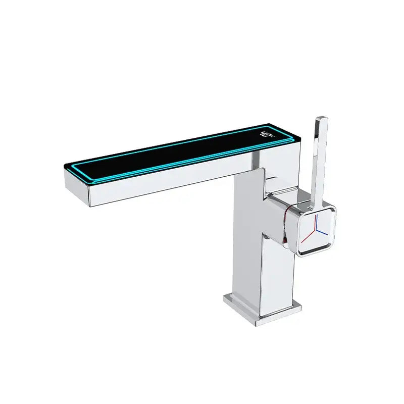 Modern matte gray digital display square sink mixer kitchen faucet