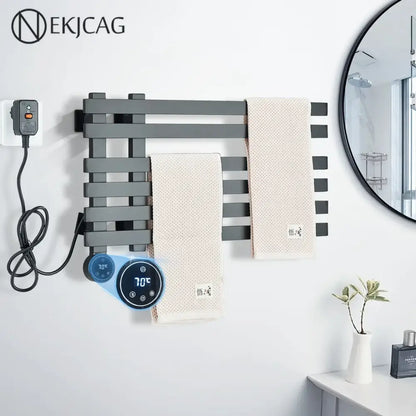Modern matte gray digital touch towel warmer – bathroom smart dryer